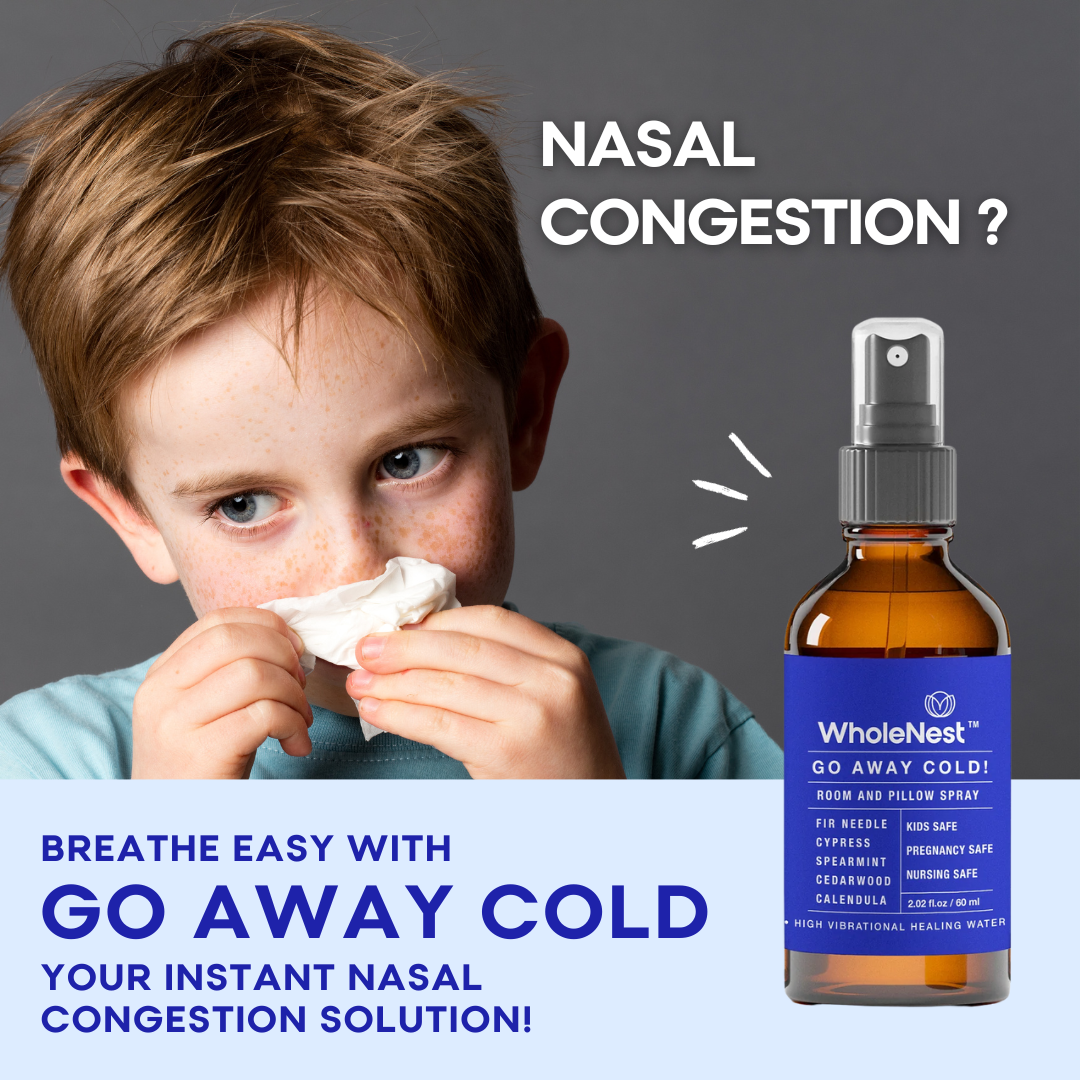 Nasal Congestion Relief, Stuffy Nose, Allergy Room & Pillow Spray, Go Away Cold by WholeNest